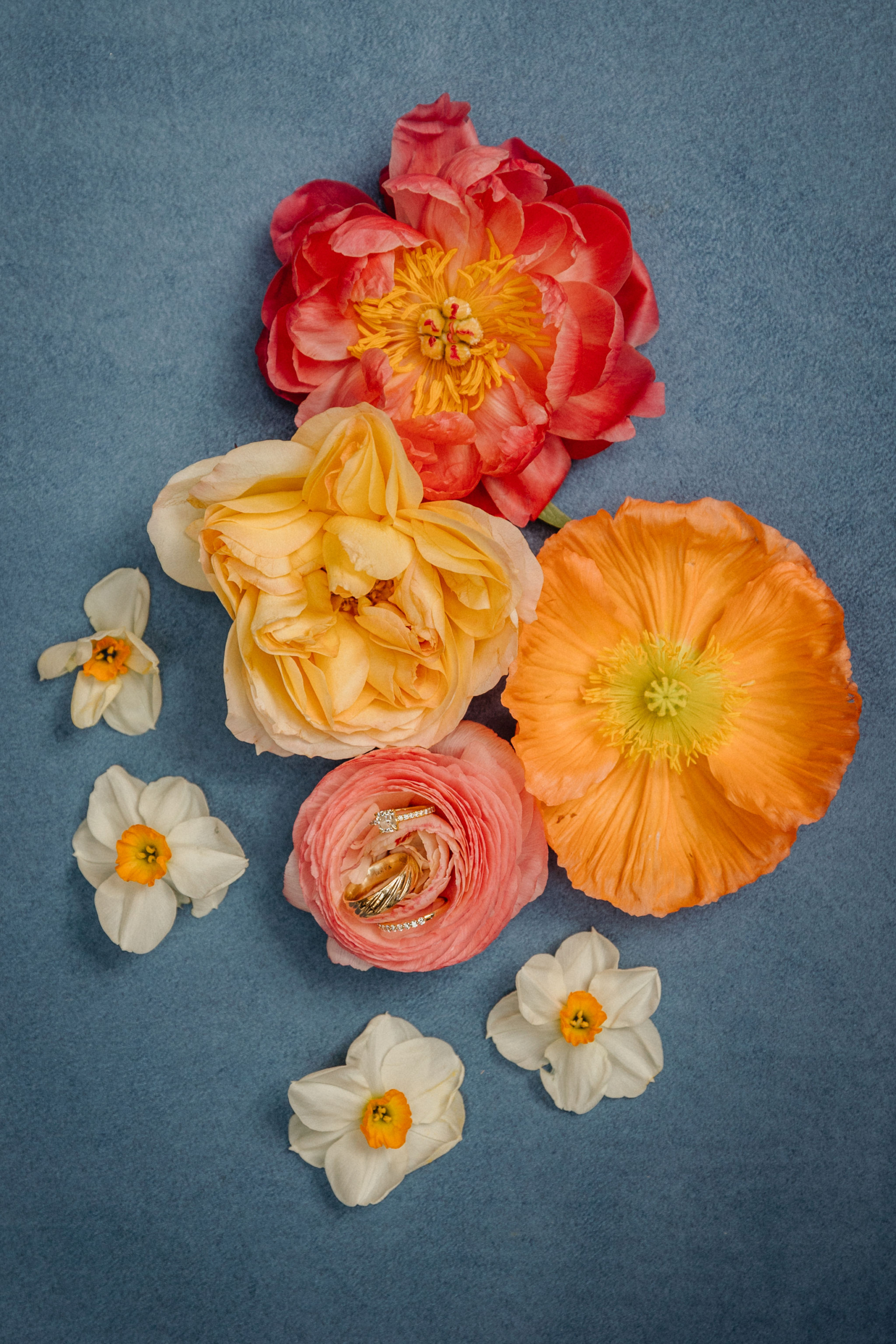 Colorful spring flatlay for Philadelphia wedding. 