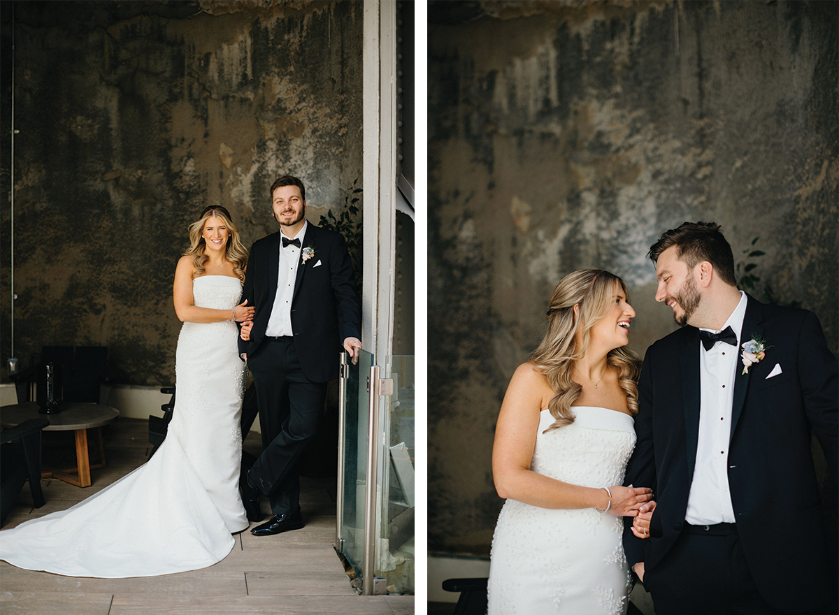 Editorial wedding portraits at The Switch House wedding venue in Philadelphia.