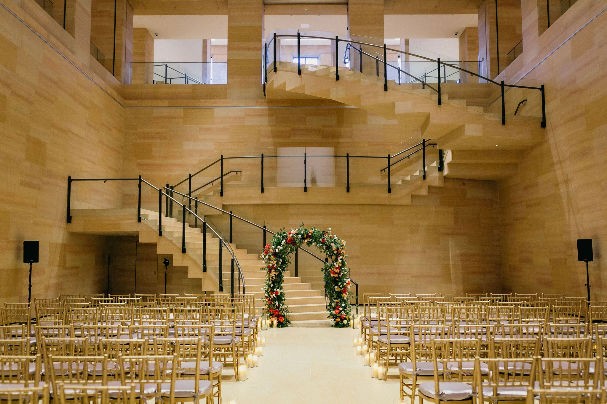 A wedding ceremony held in a stunning museum setting in Philadelphia.