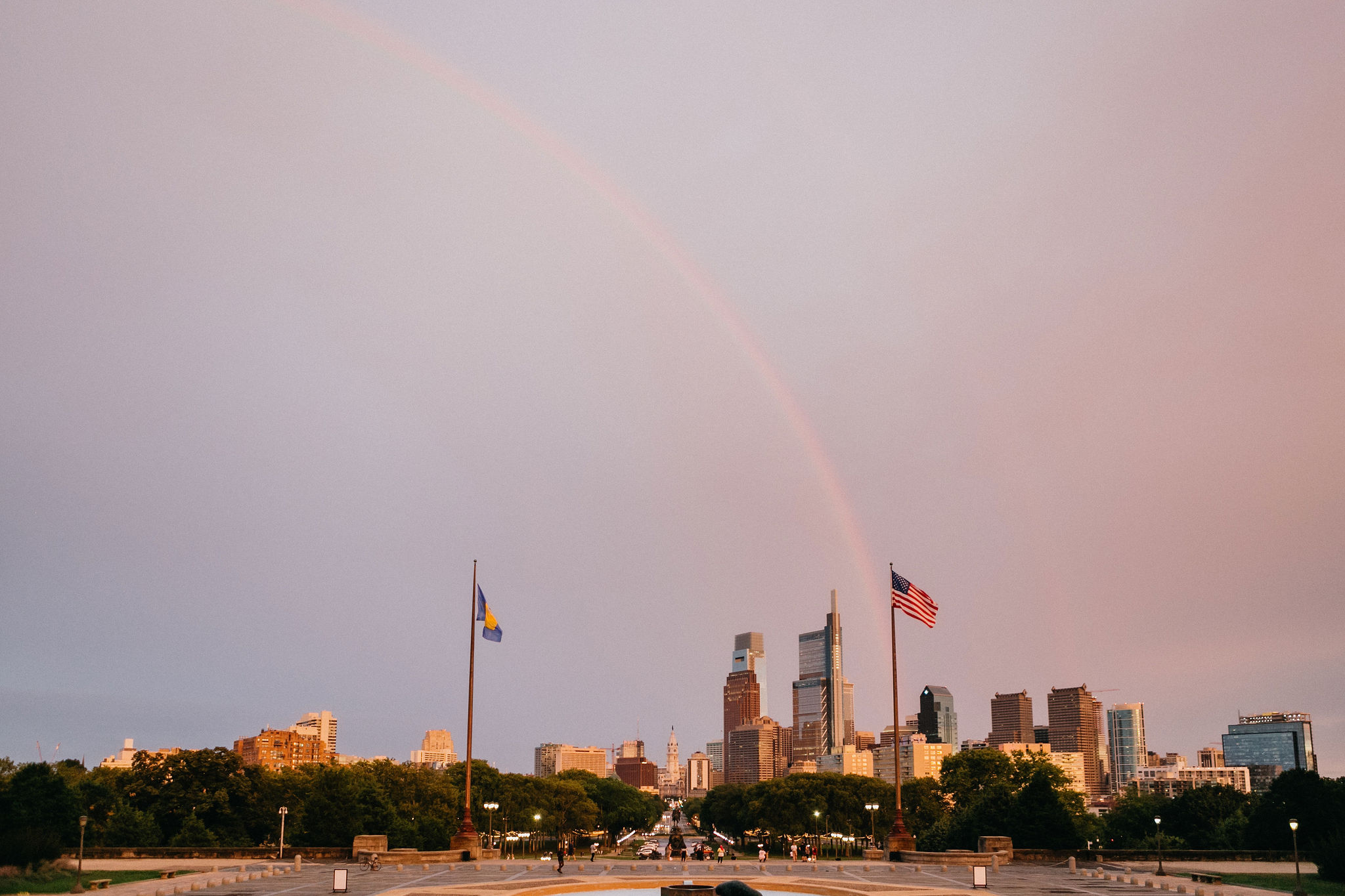 Guests celebrate a unique wedding at the Philadelphia Art Museum.