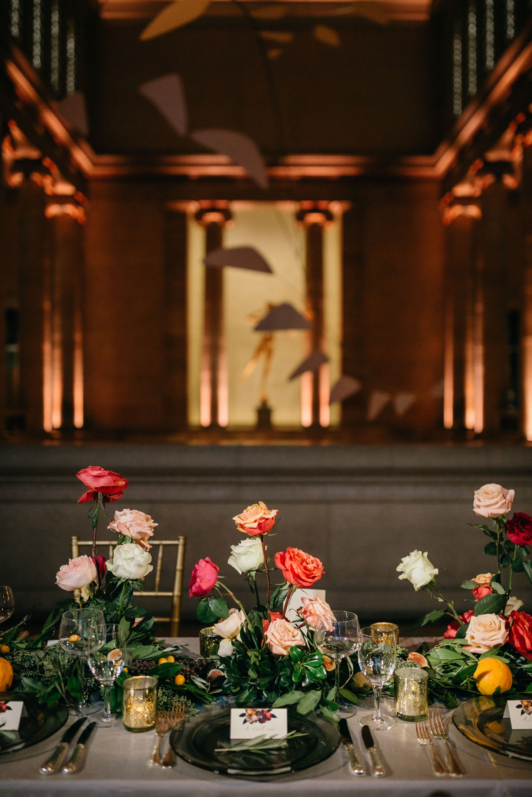 Wedding decor blends art and elegance at a Philadelphia Art Museum reception."