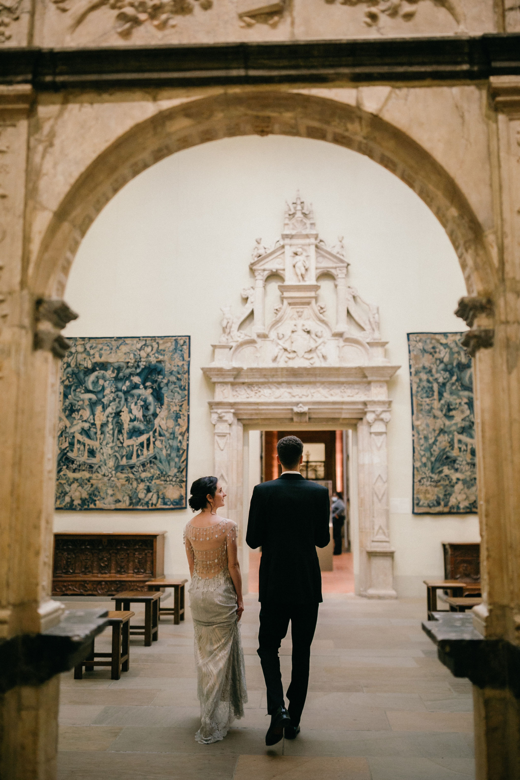 Guests enjoy the ambiance of a wedding at the Philadelphia Museum of Art.