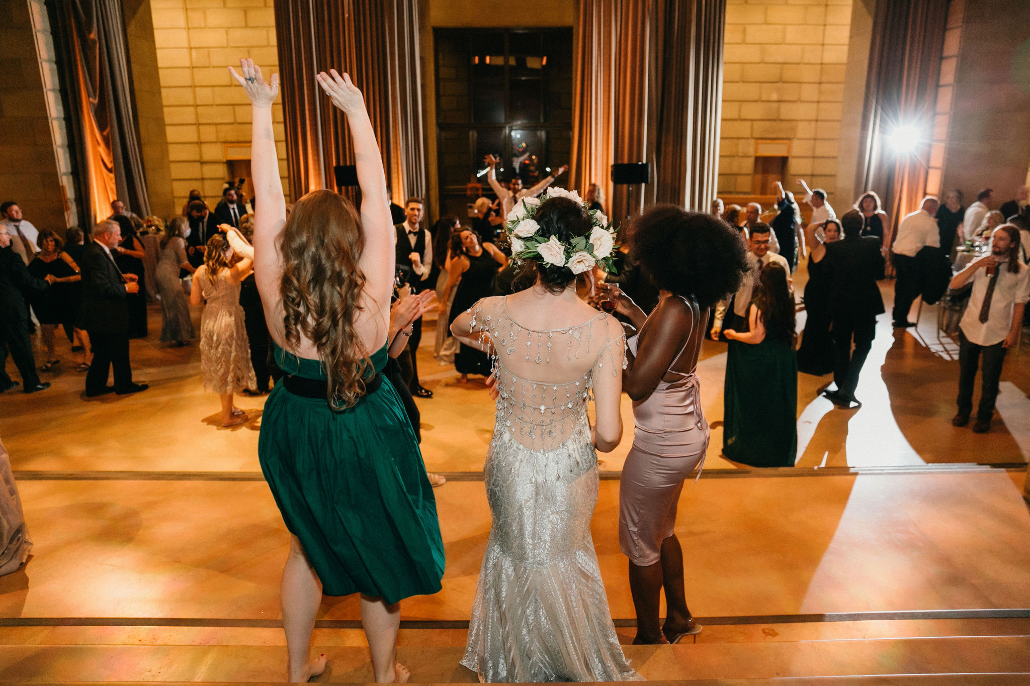 Guests celebrate at a reception full of artistic and personal touches in the Philly Art Museum.