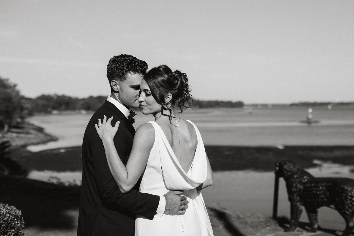 Waterfront wedding portraits at Glen Foerd.