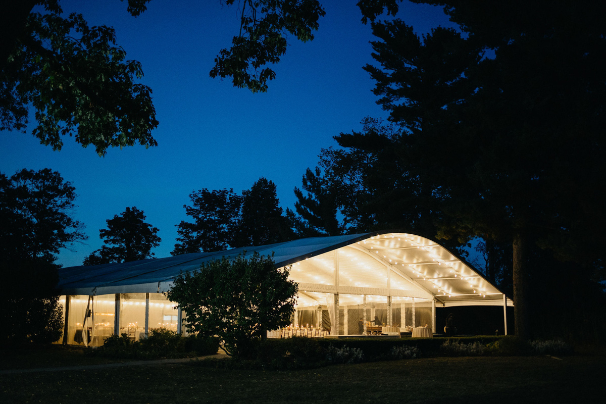 Tented outdoor wedding reception at Glen Foerd in Philadelphia, PA.