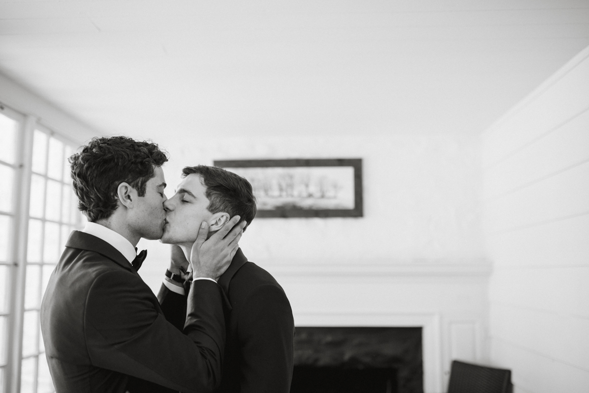 Same sex Philander Chase Knox Estate wedding first look.