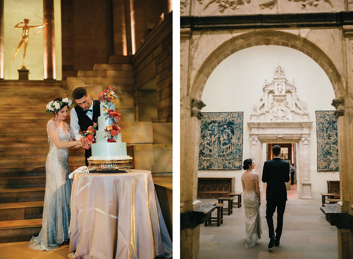 An elegant wedding ceremony surrounded by the timeless art of a top museum venue.