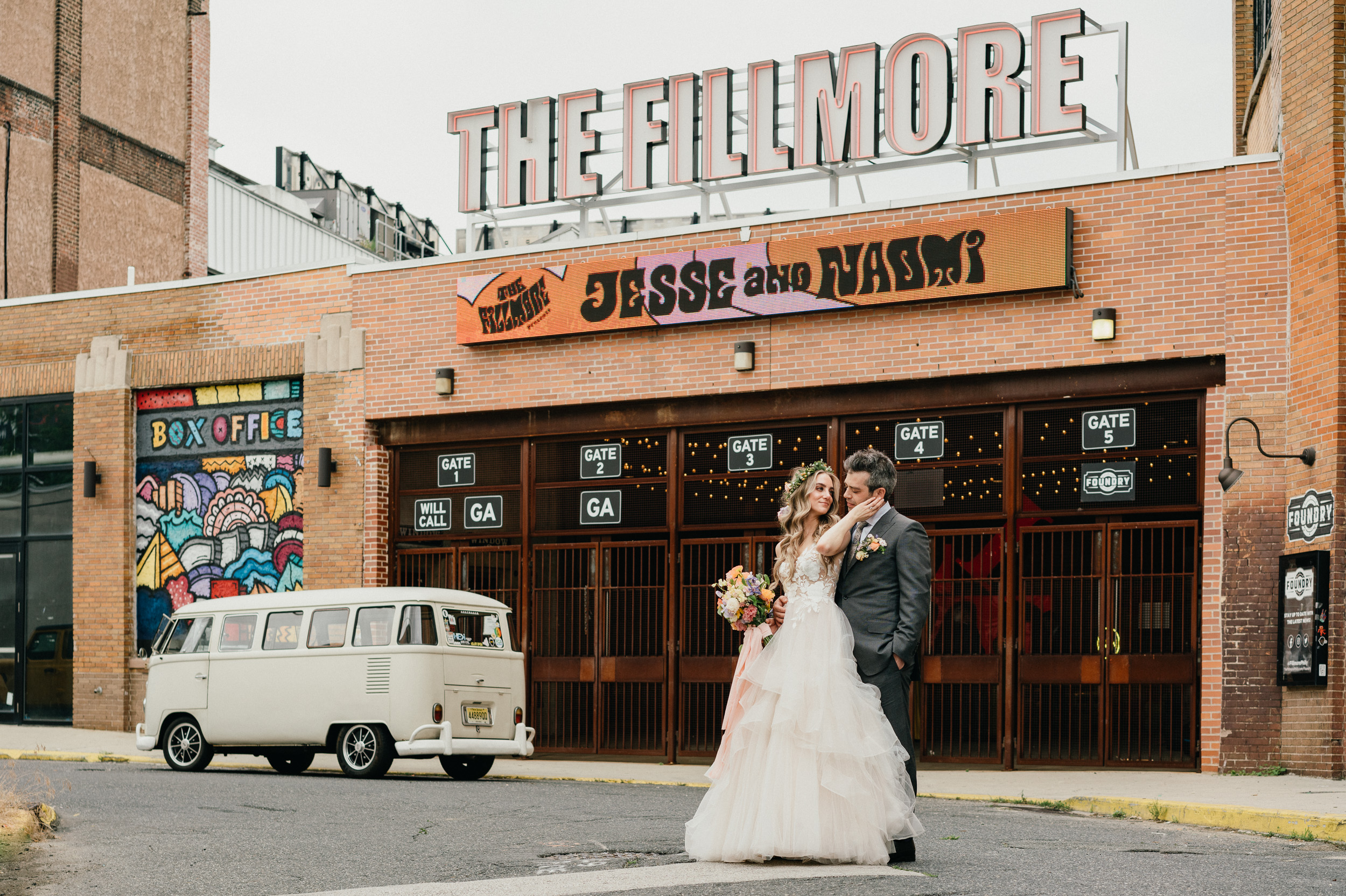 Unique retro wedding at The Fillmore in Philadelphia, PA. 