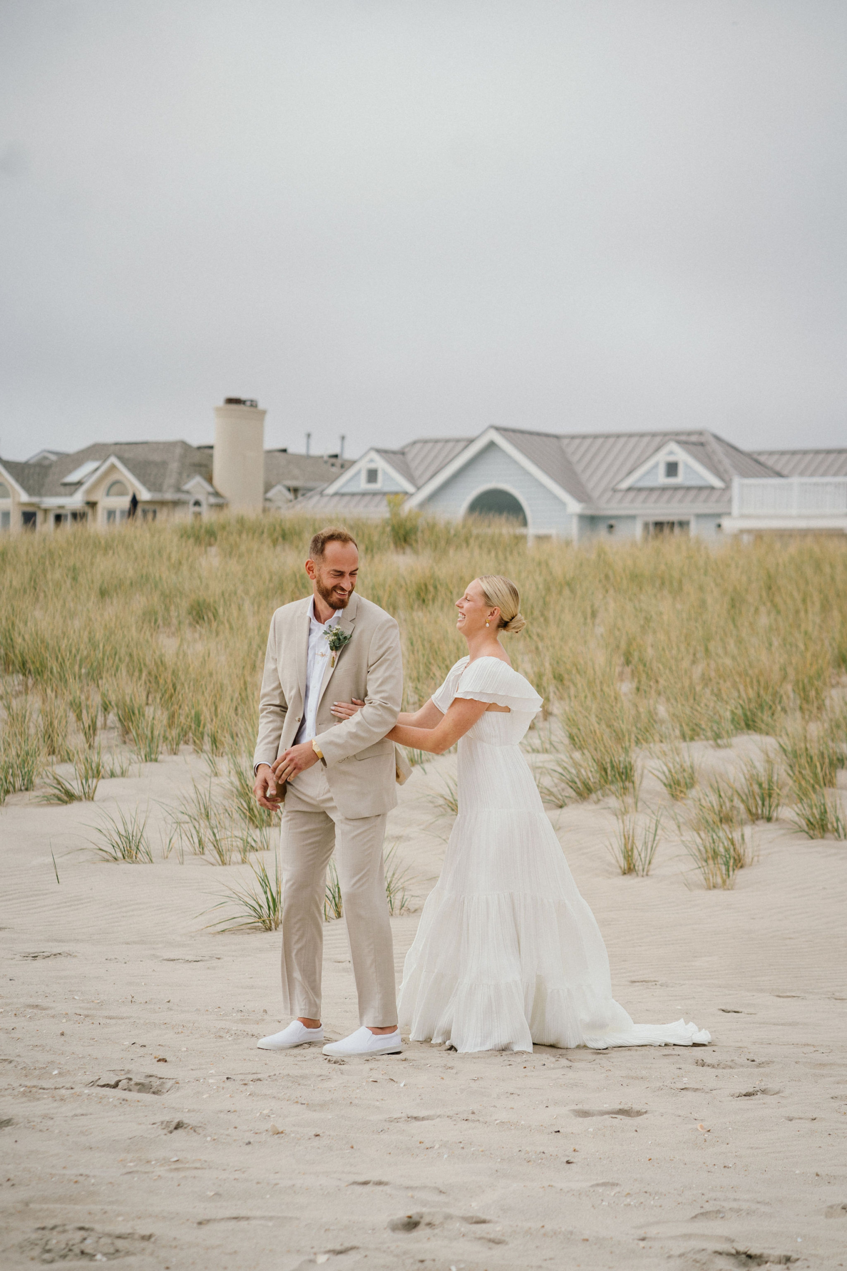 Groom turning around to see his bride for the first time.