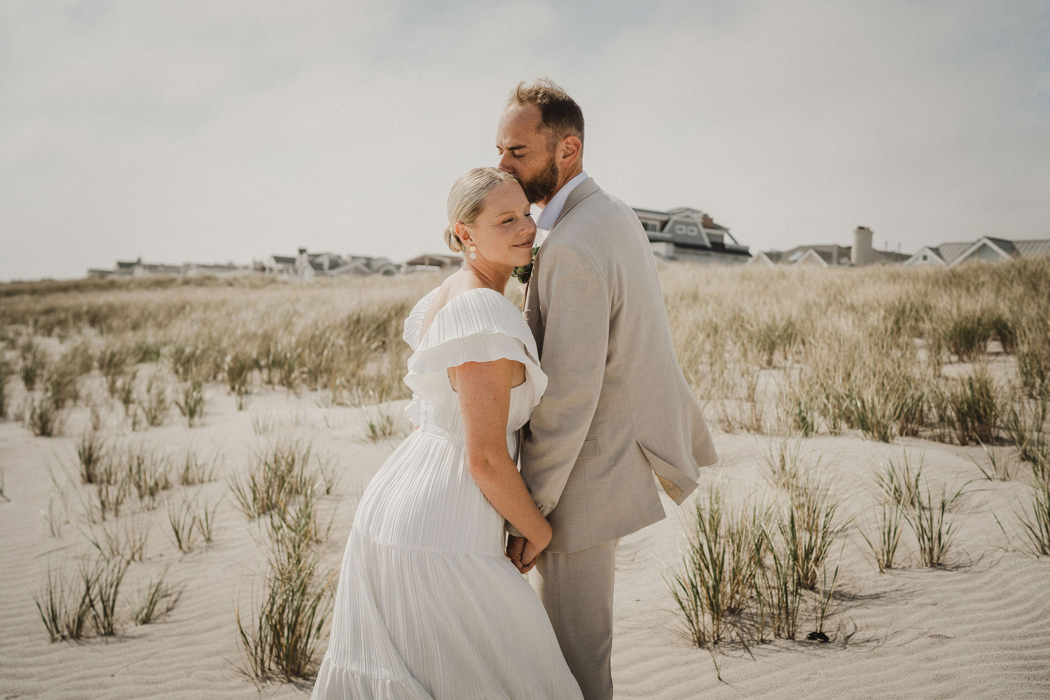 A golden glow surrounds the newlyweds at the Deauville Inn.