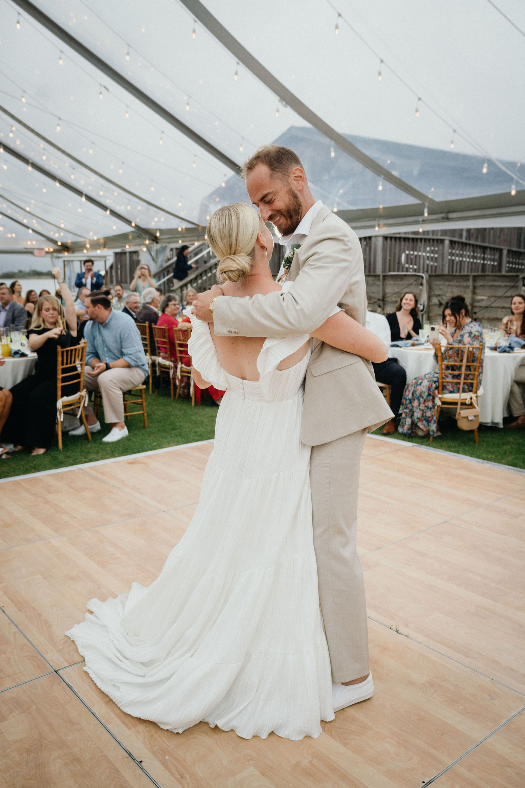 A first dance at a New Jersey beach wedding.