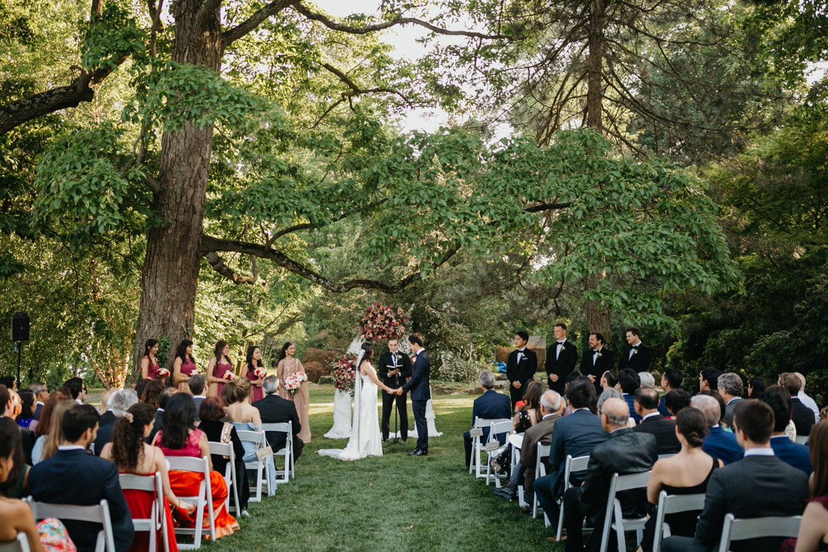 A beautifully preserved 19th-century estate with a lush outdoor ceremony space.