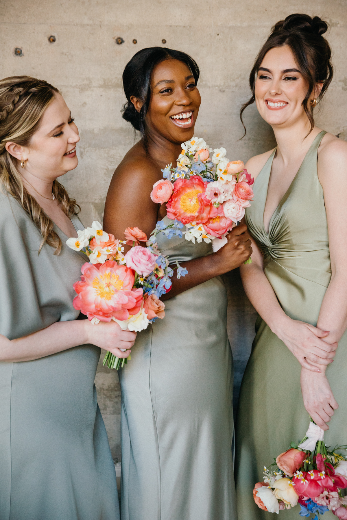 pale blue and green bridesmaid dresses