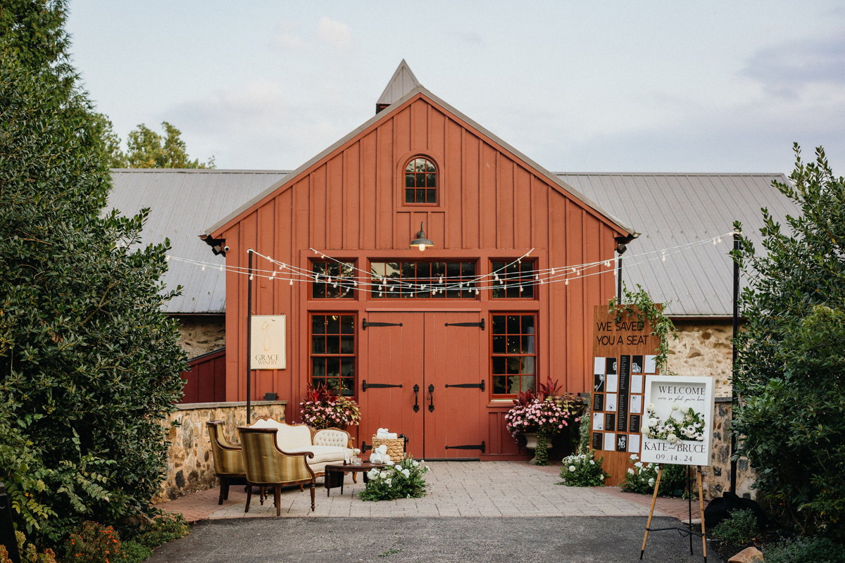 Golden hour at Grace Winery, a charming outdoor wedding venue.