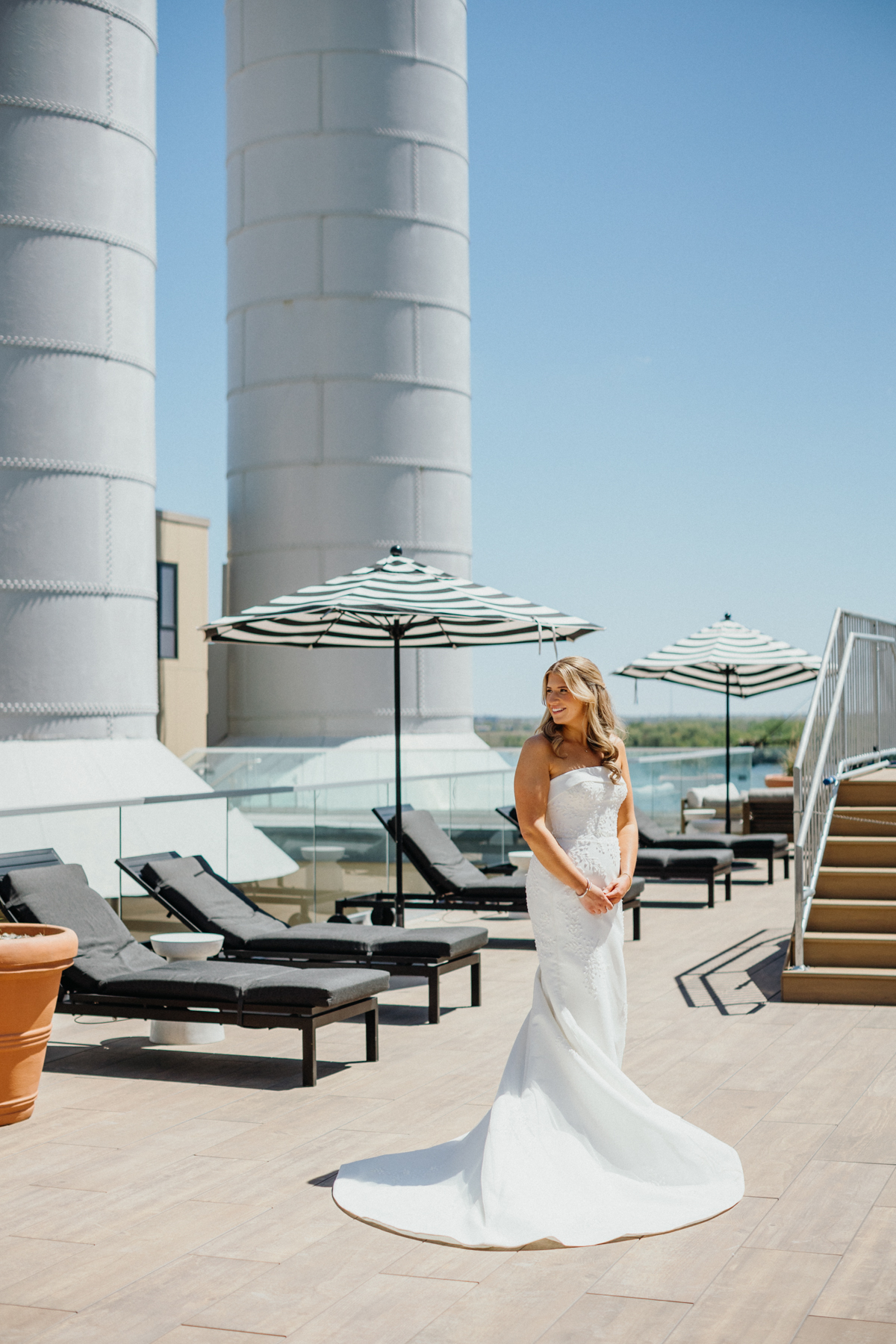 bridal portrait on the roof of Switch House hotel and wedding venue