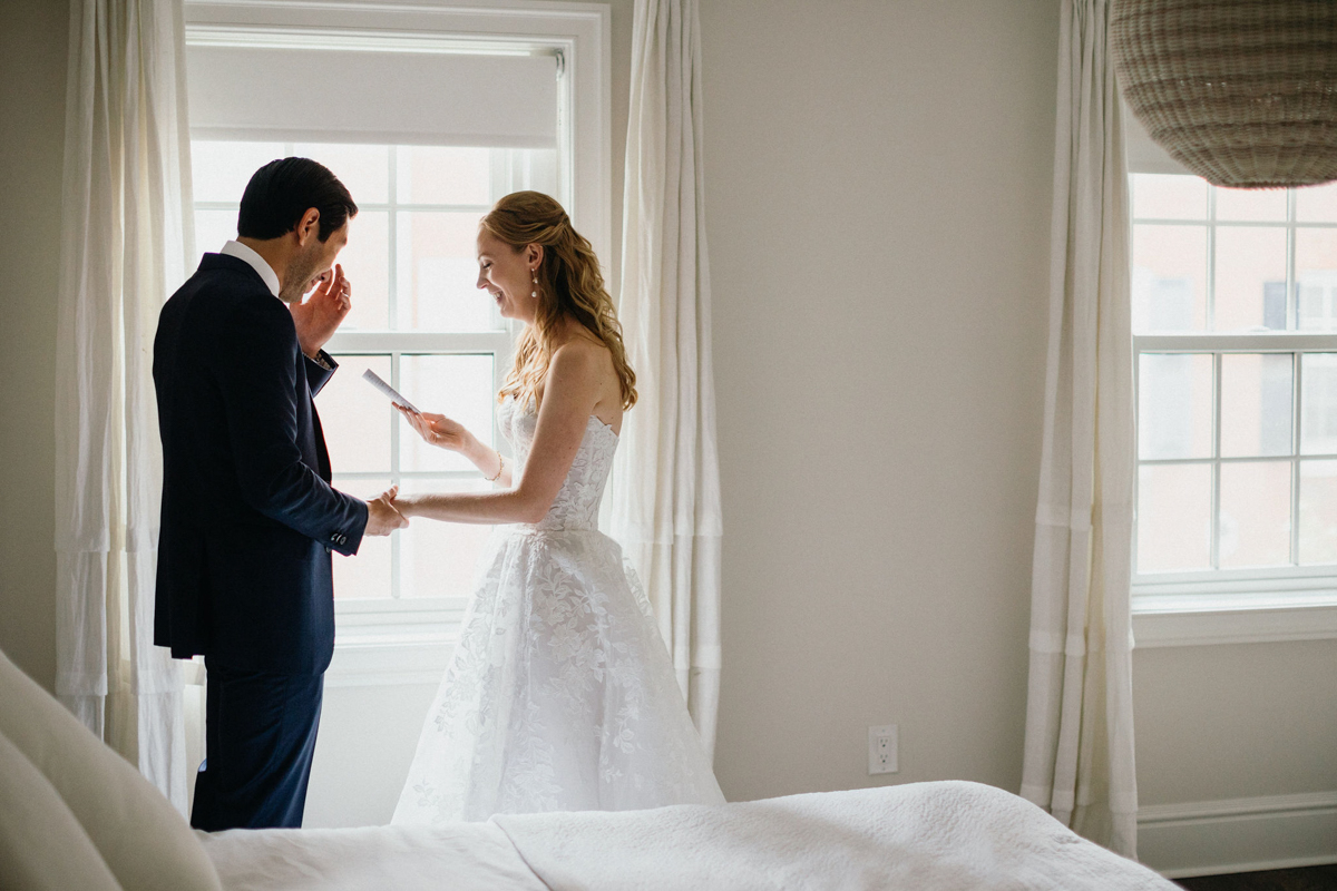 An intimate vow exchange at a Morris Arboretum wedding.