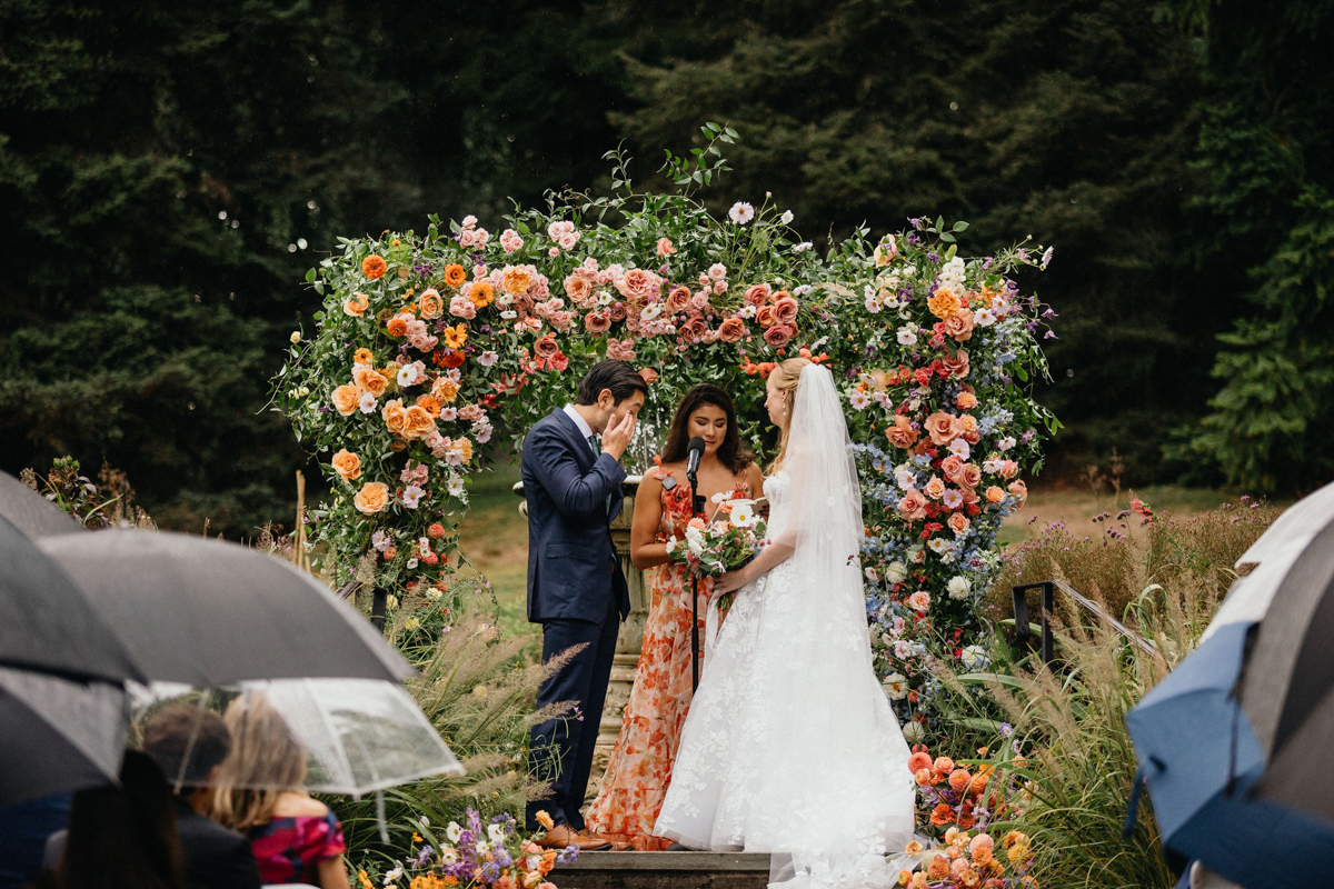 A stunning ceremony backdrop at a garden wedding venue in Philadelphia.