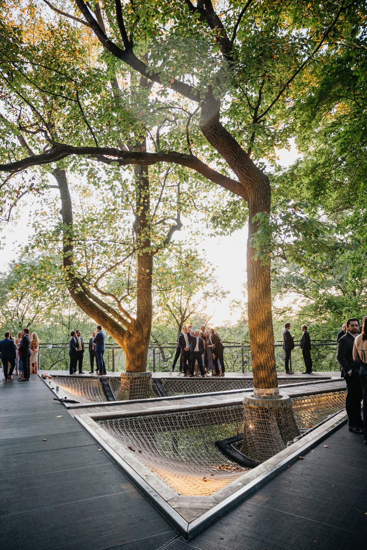 A dreamy outdoor wedding cocktail hour at a Morris Arboretum and Gardens wedding.