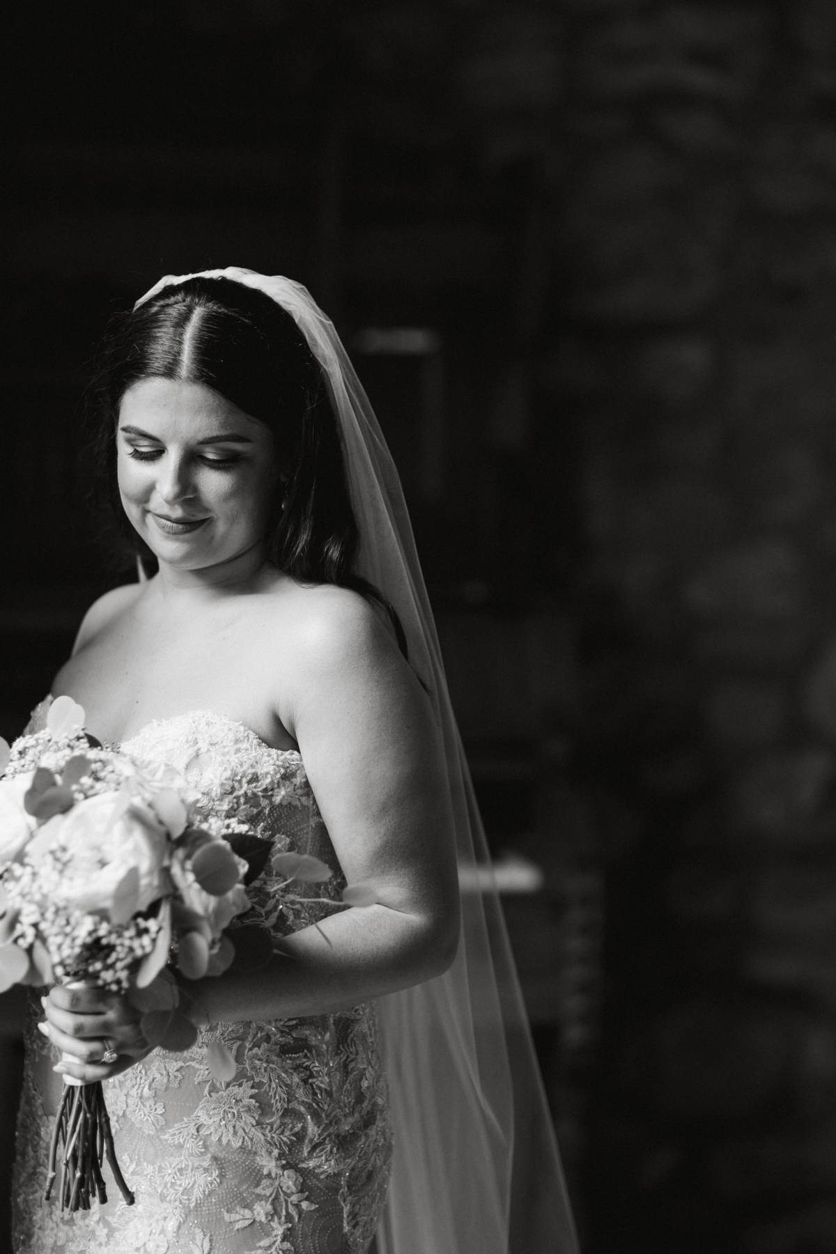 black and white portrait of holly hedge estate bride