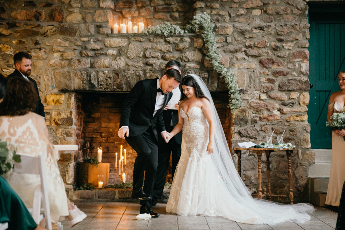 indoor wedding ceremony at holly hedge estate