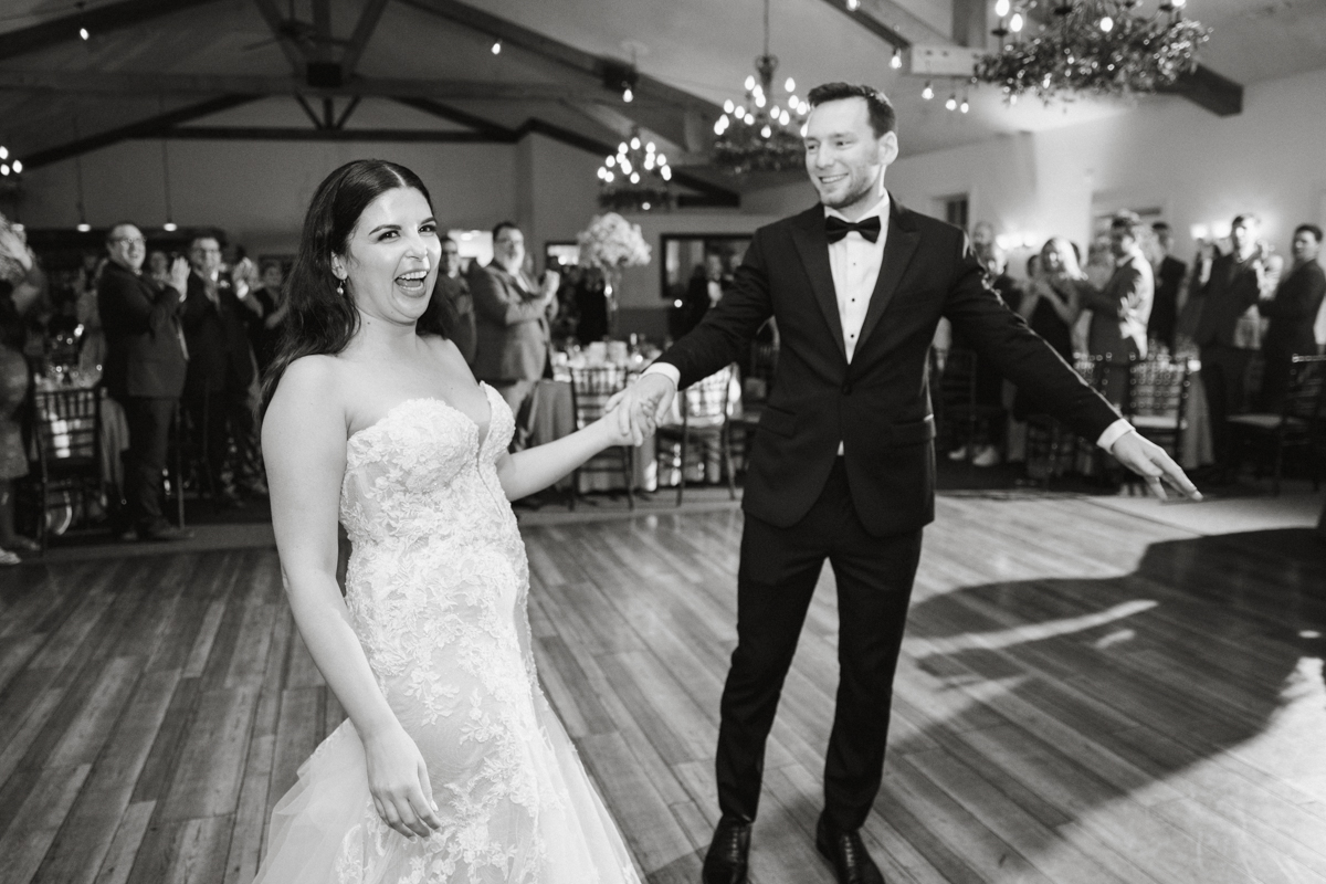 holly hedge wedding reception black and white photo