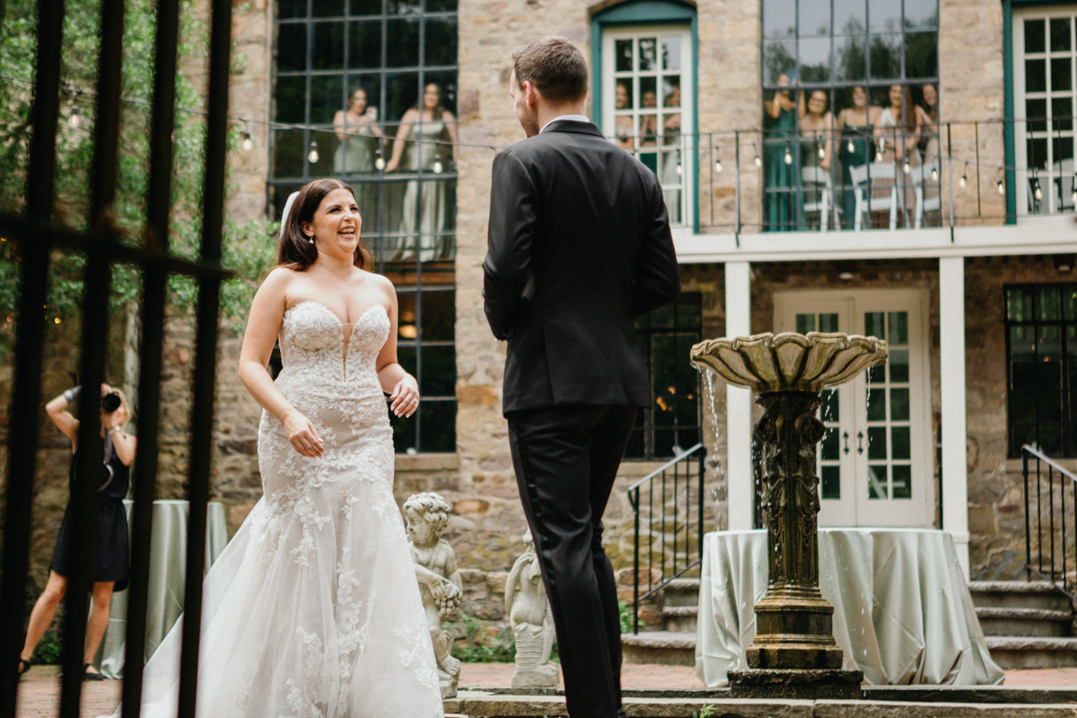 wedding first look at holly hedge estate in new hope
