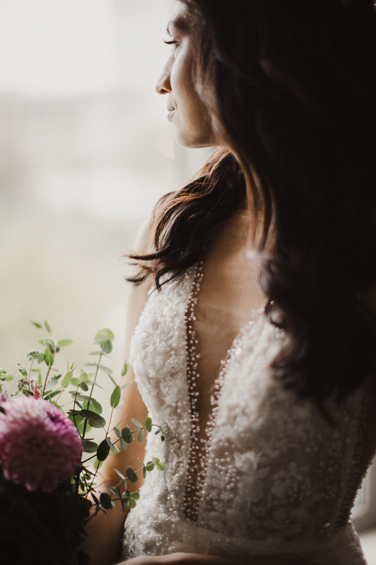 romantic bridal portrait at philadelphia garden wedding venue