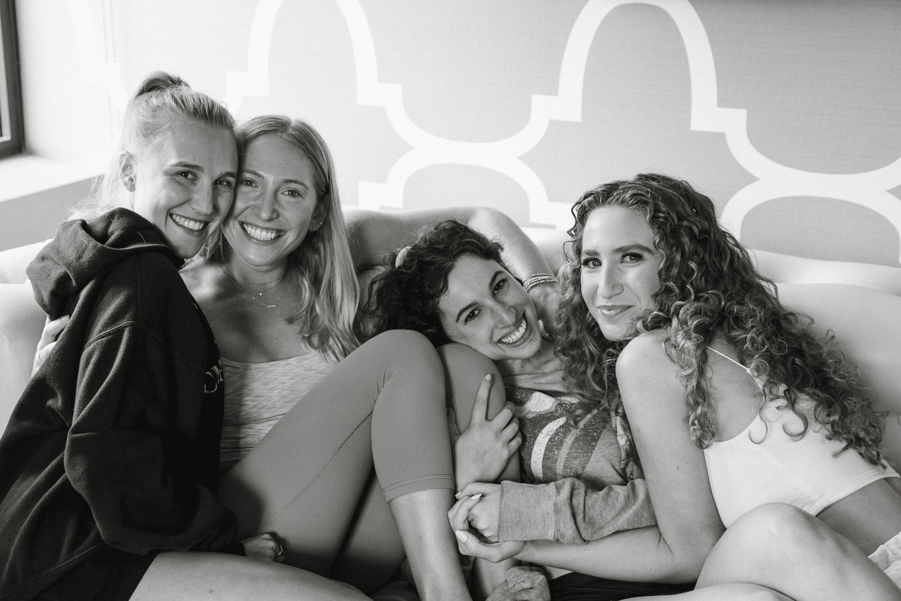 girl group shot when getting ready for wedding day - philadelphia wedding photographer