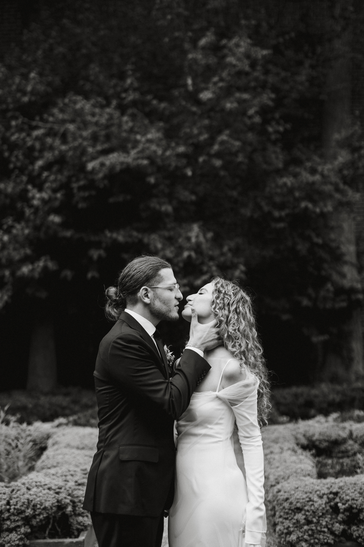 editorial portraits in the 18th Century Garden before the ceremony. – Zahav wedding in Philadelphia.