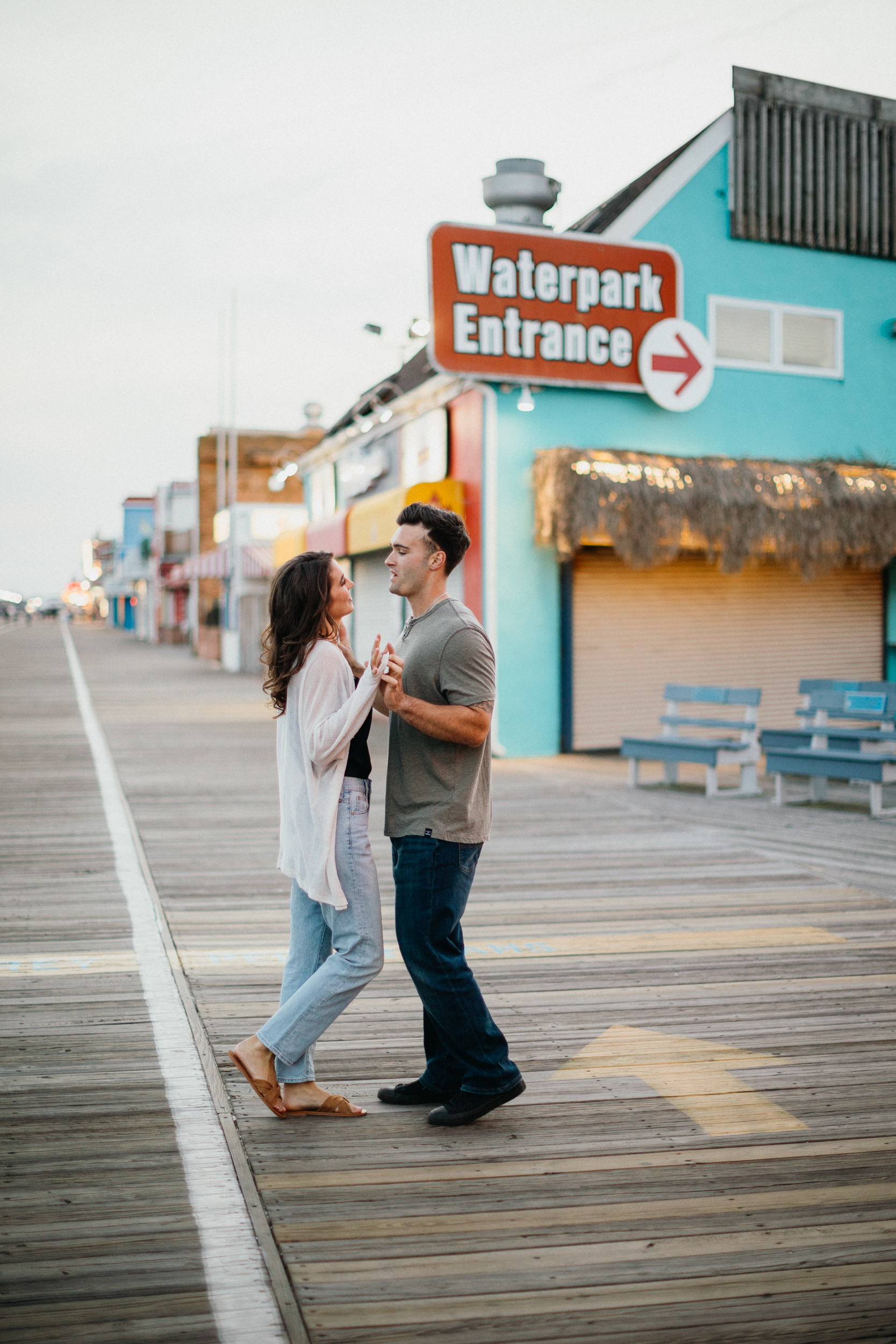 Candid beach engagement session in Ocean City NJ