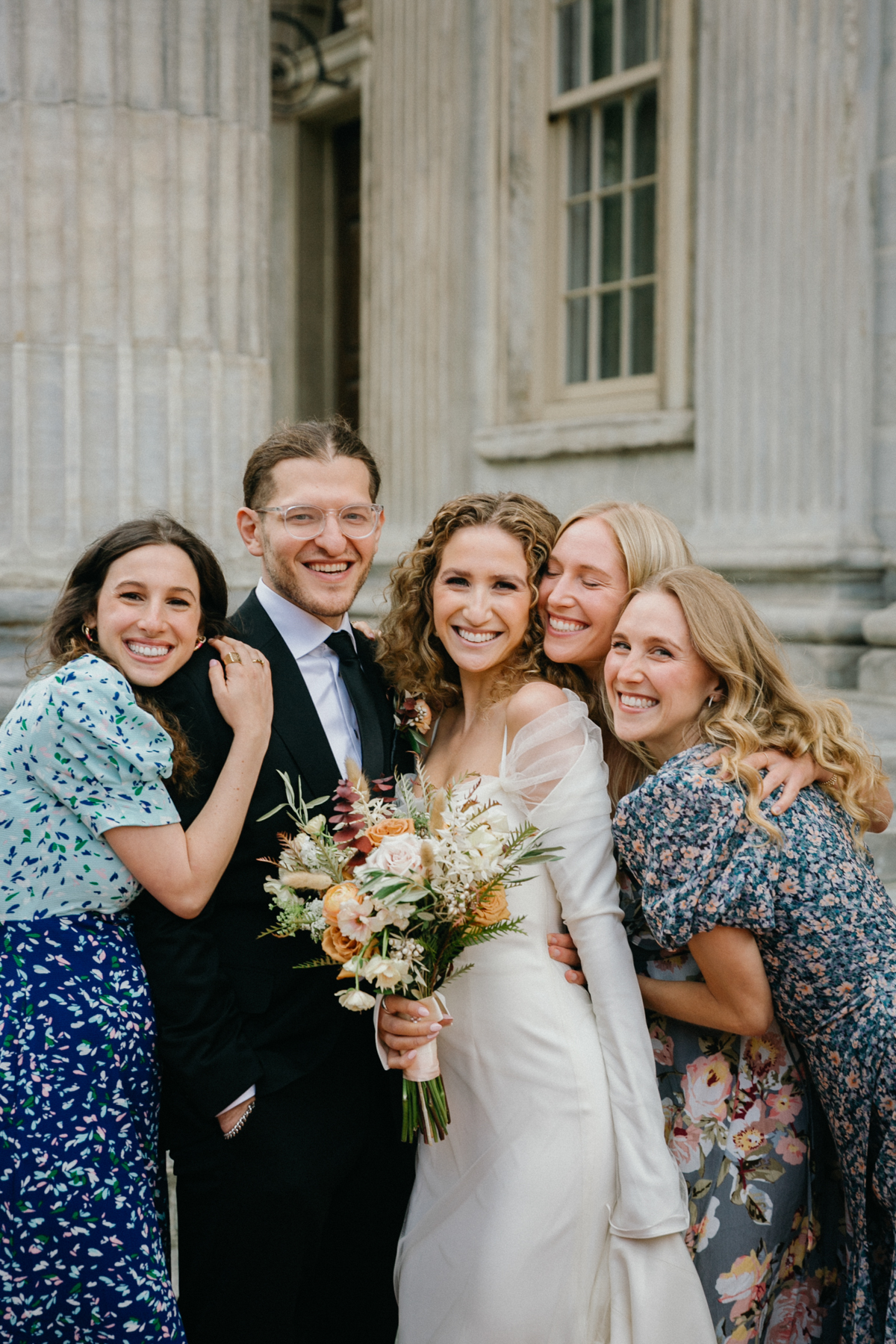 Natural light group portraits at Old City landmark – Editorial photographer, Philadelphia wedding