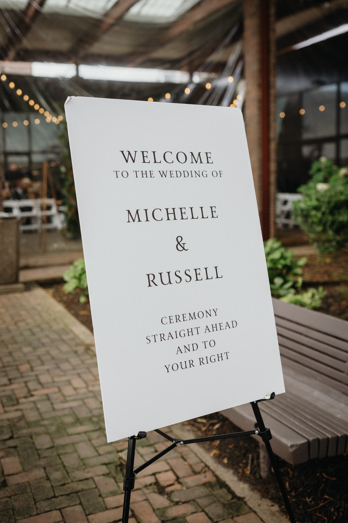 Zahav wedding welcome sign outdoor ceremony