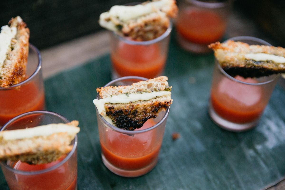grilled cheese tomato soup shooters at glen foerd wedding