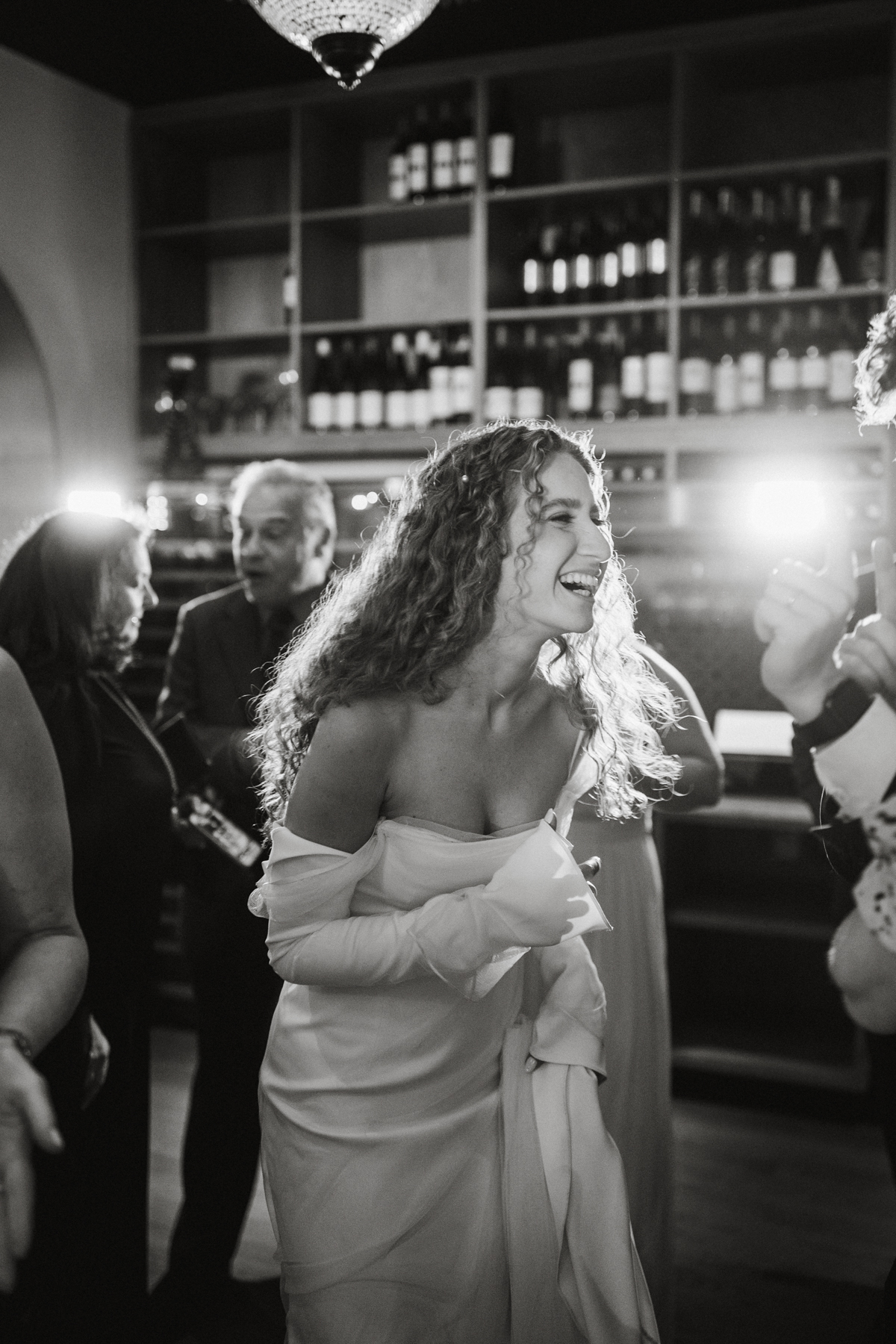 Big laugh as the bride breaks it down during the dance party – Philadelphia wedding photographer, restaurant wedding venue in Philadelphia