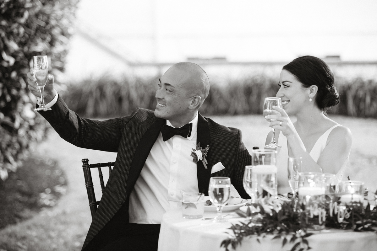 Bride and groom at sweetheart table – Northeast Philly wedding venue