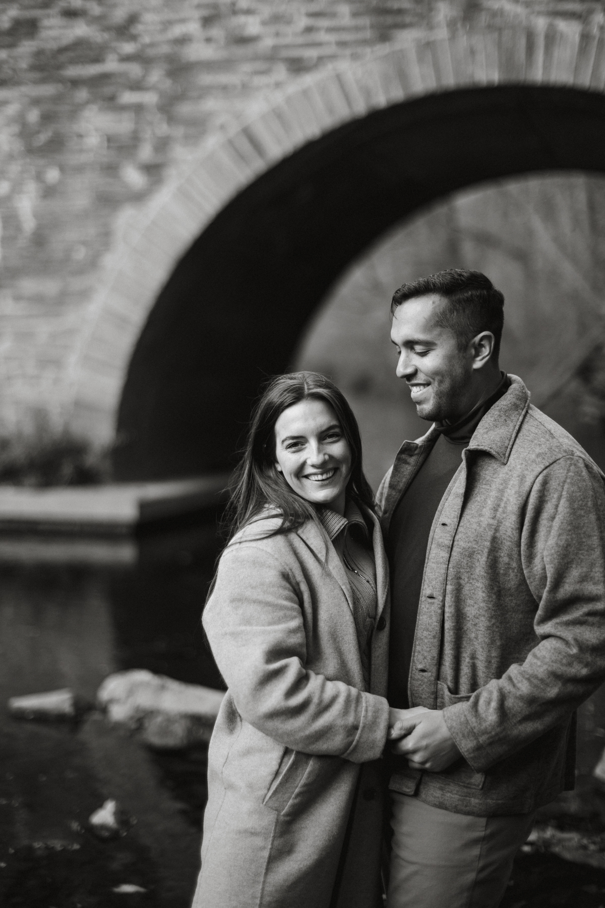 Wissahickon Valley Park engagement photos on a rainy fall day