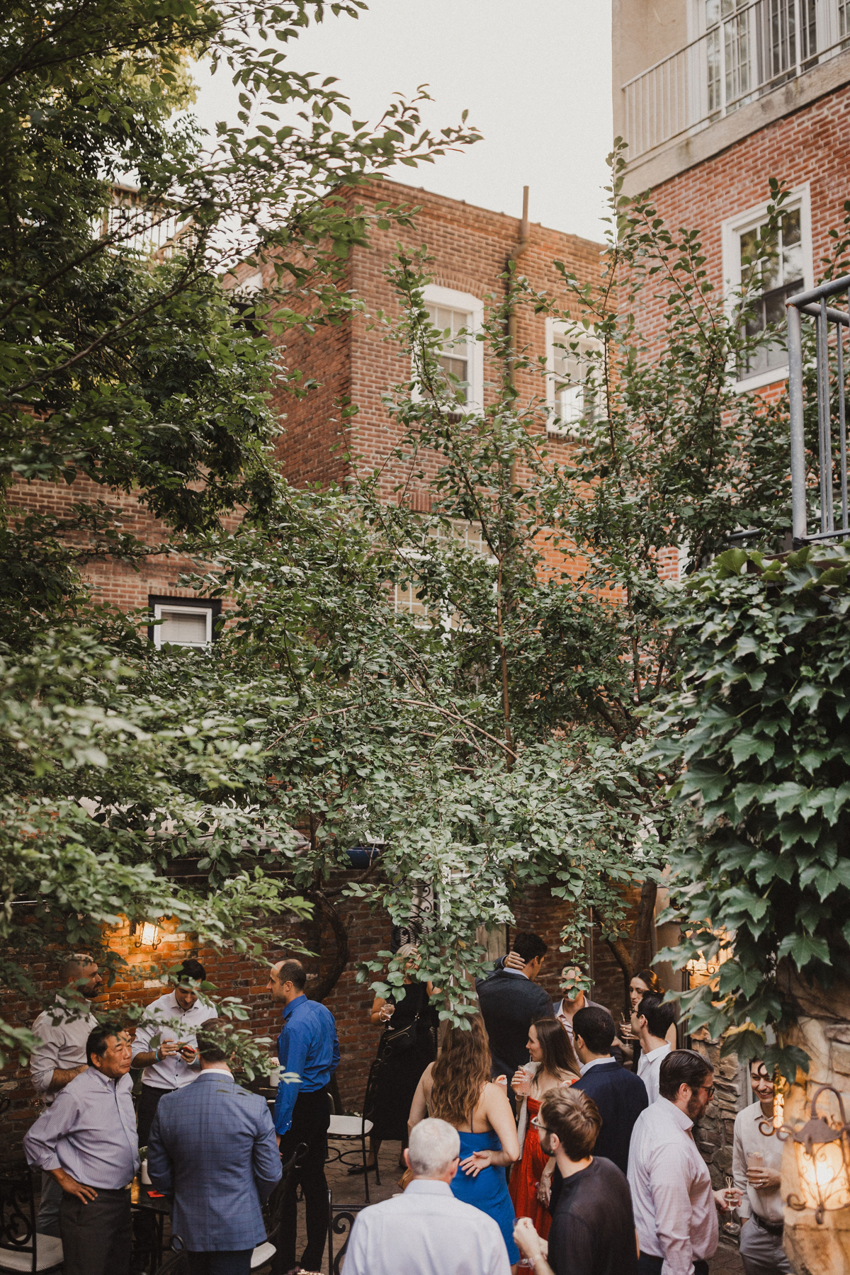 Outdoor seating at the wedding welcome party in Philly