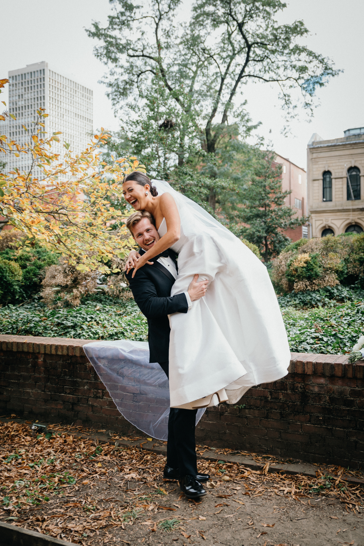 Super 8 wedding video frame of newlyweds in Philly