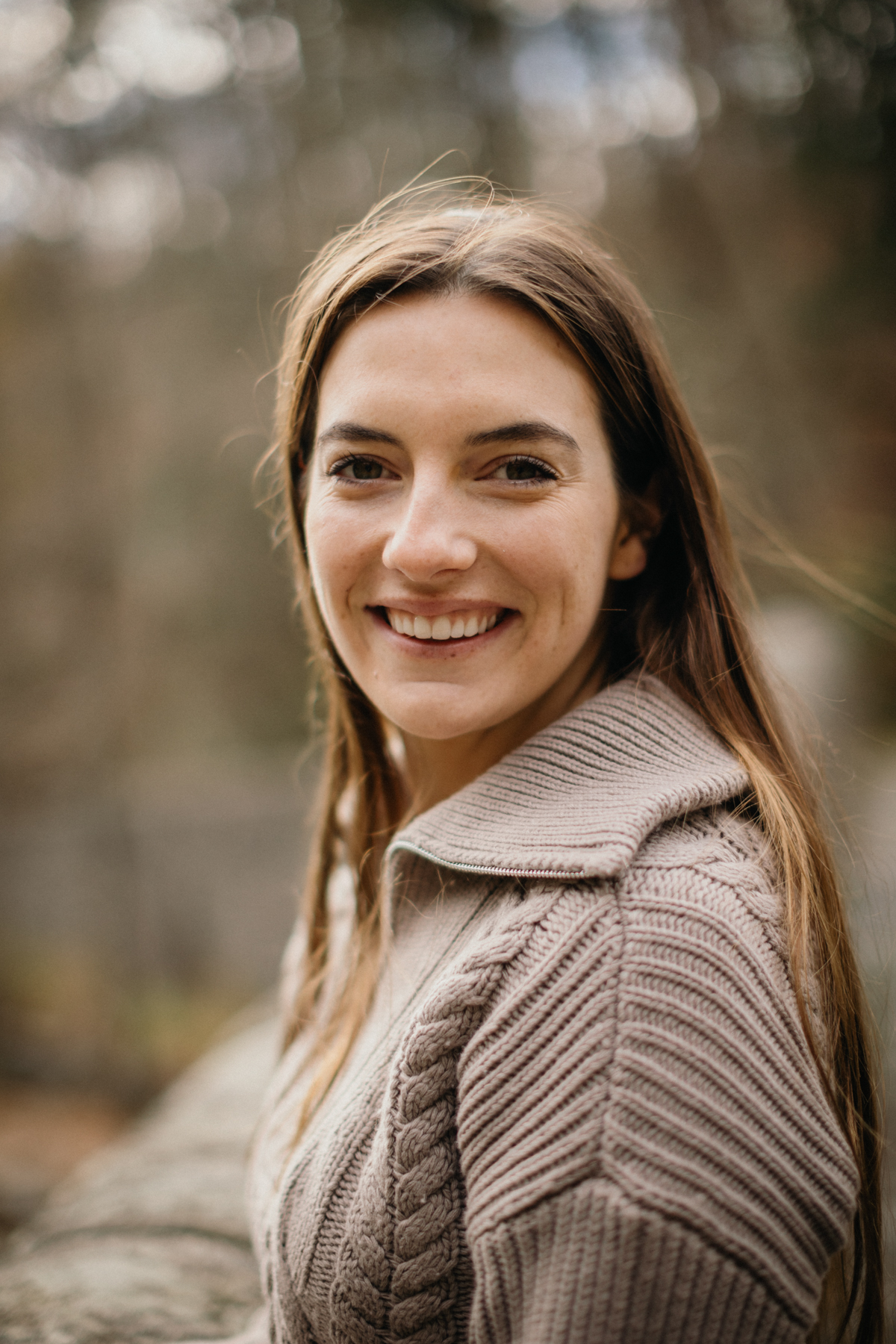 Soft portrait during Wissahickon park engagement session