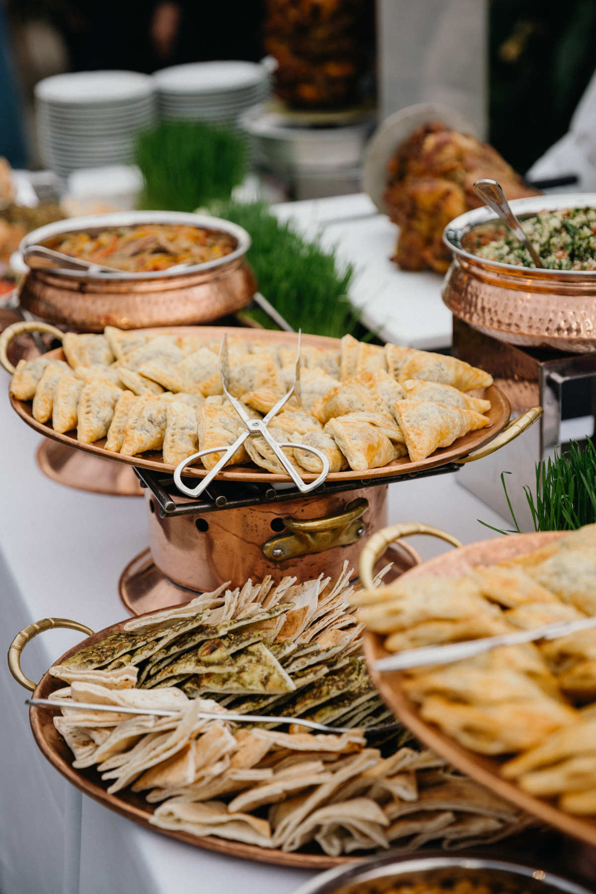 Catered reception dinner inside the greenhouse at Fairmount Park