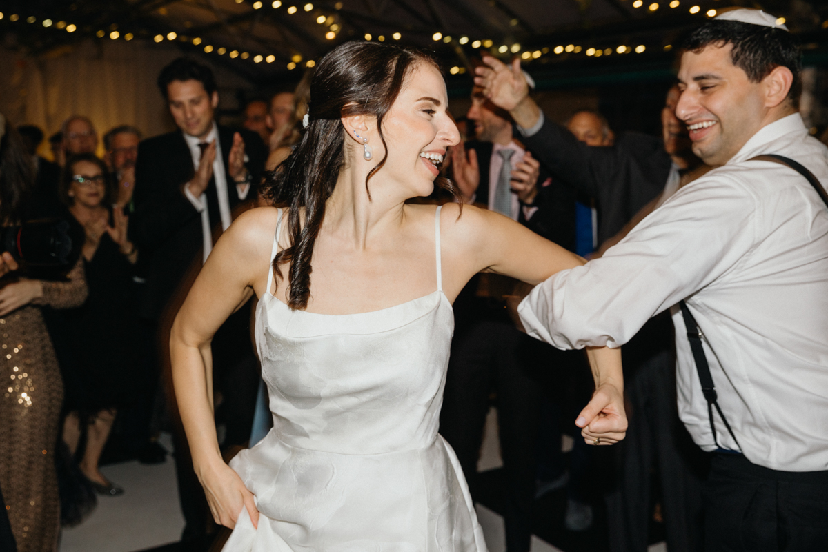First dance under string lights in the Horticulture Center