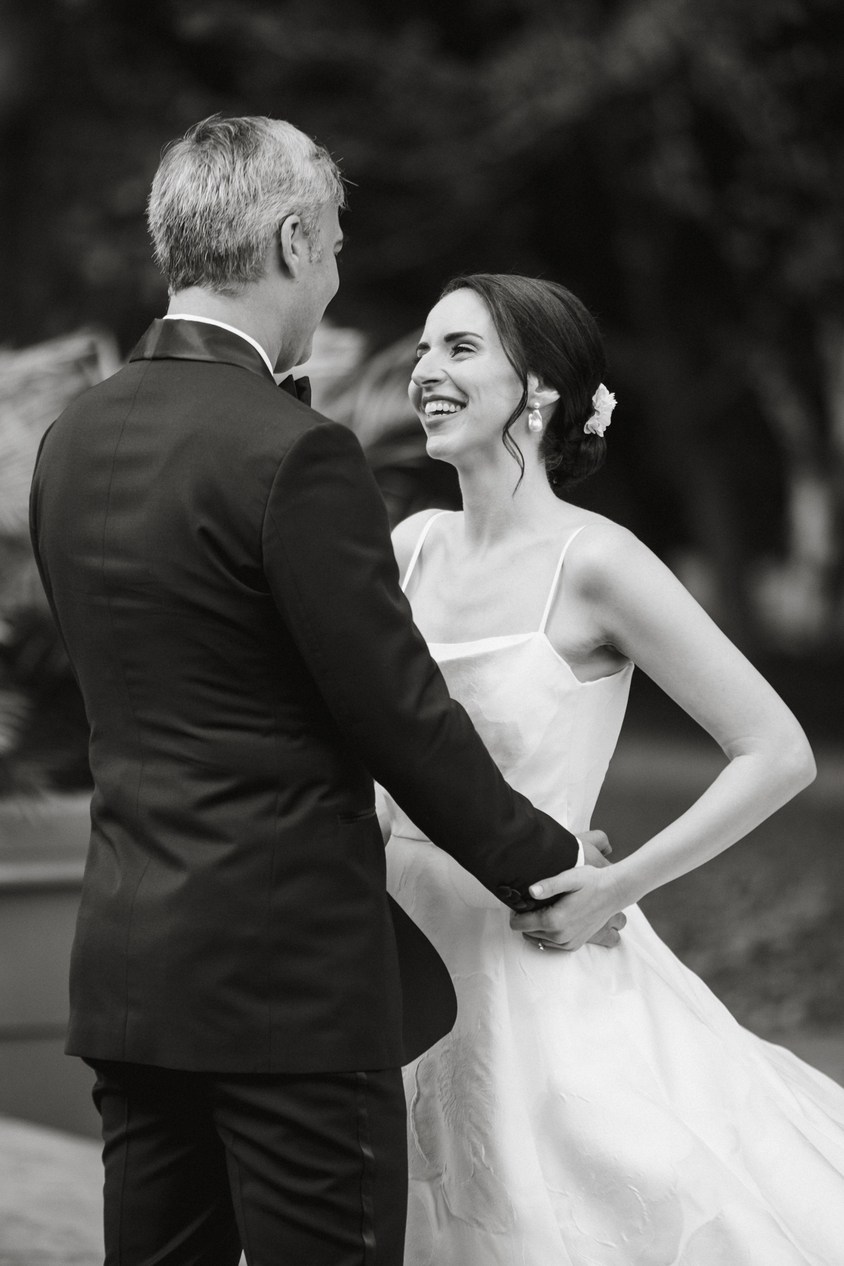 First look between bride and groom at the Horticulture Center in Fairmount Park
