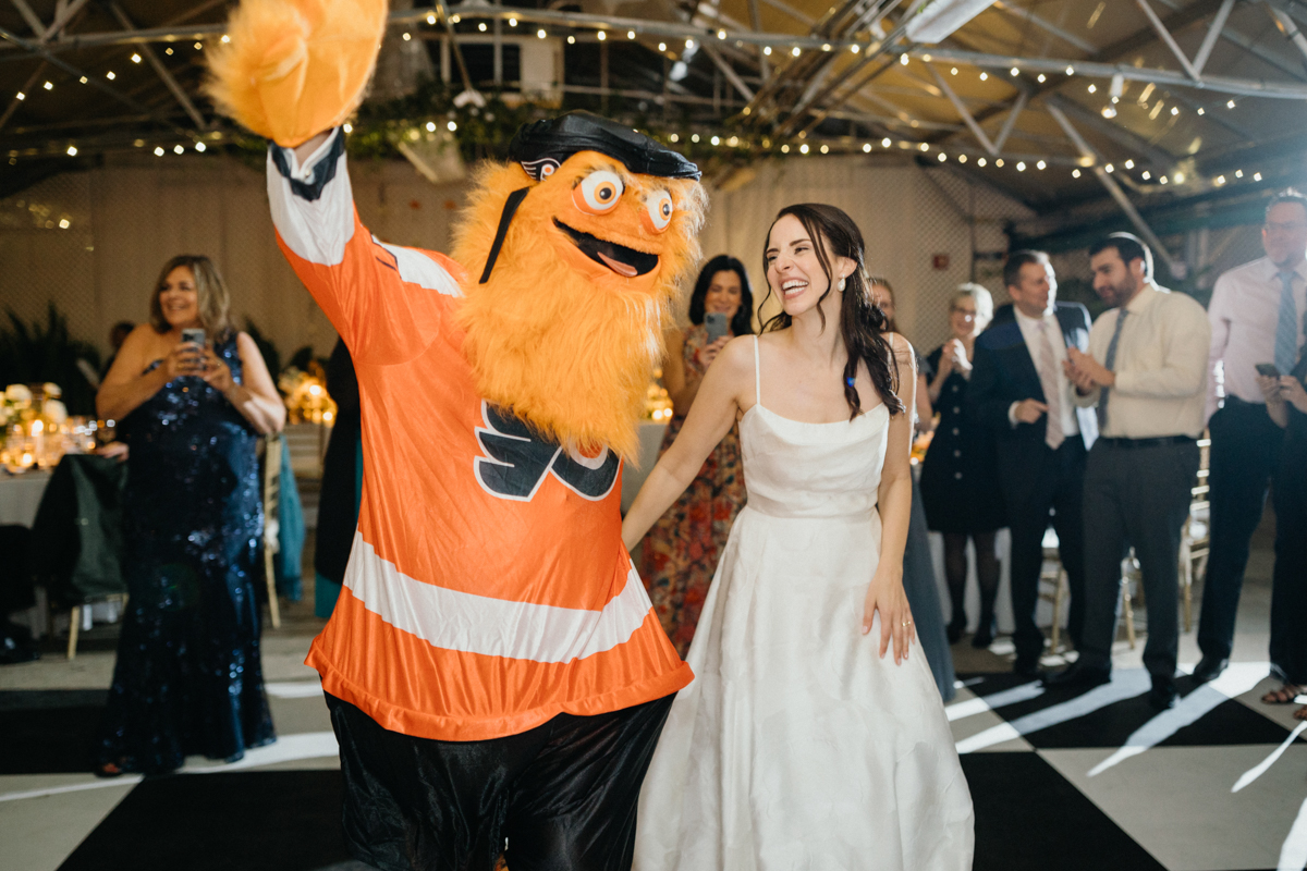 Gritty appearance at philadelphia wedding reception