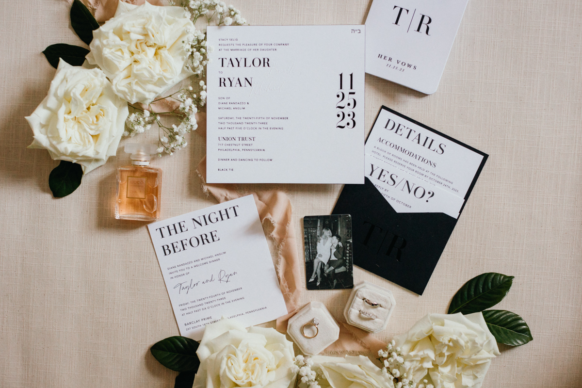 luxury invitation suite for high-end Philadelphia wedding