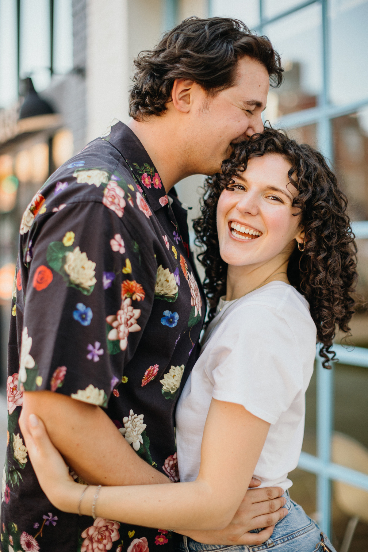 Brooklyn engagement session with stunning city views and a couple enjoying their time together.
