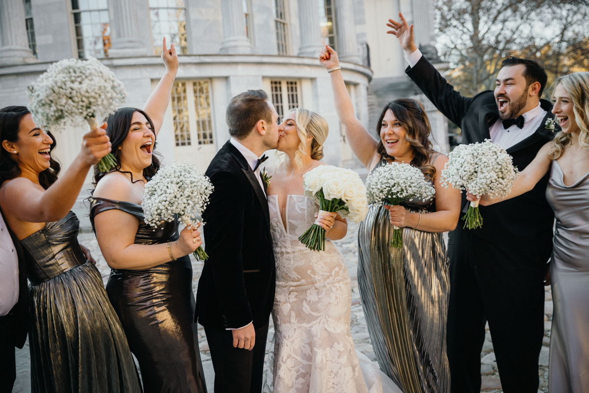 Bridal party portraits at Merchants Exchange