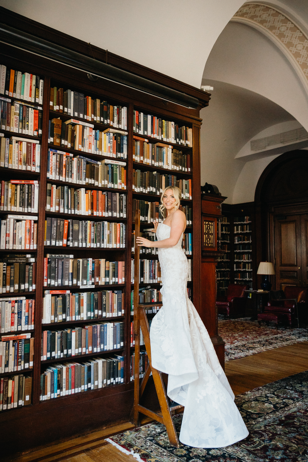 Wedding portrait at the Union League of Philadelphia in library
