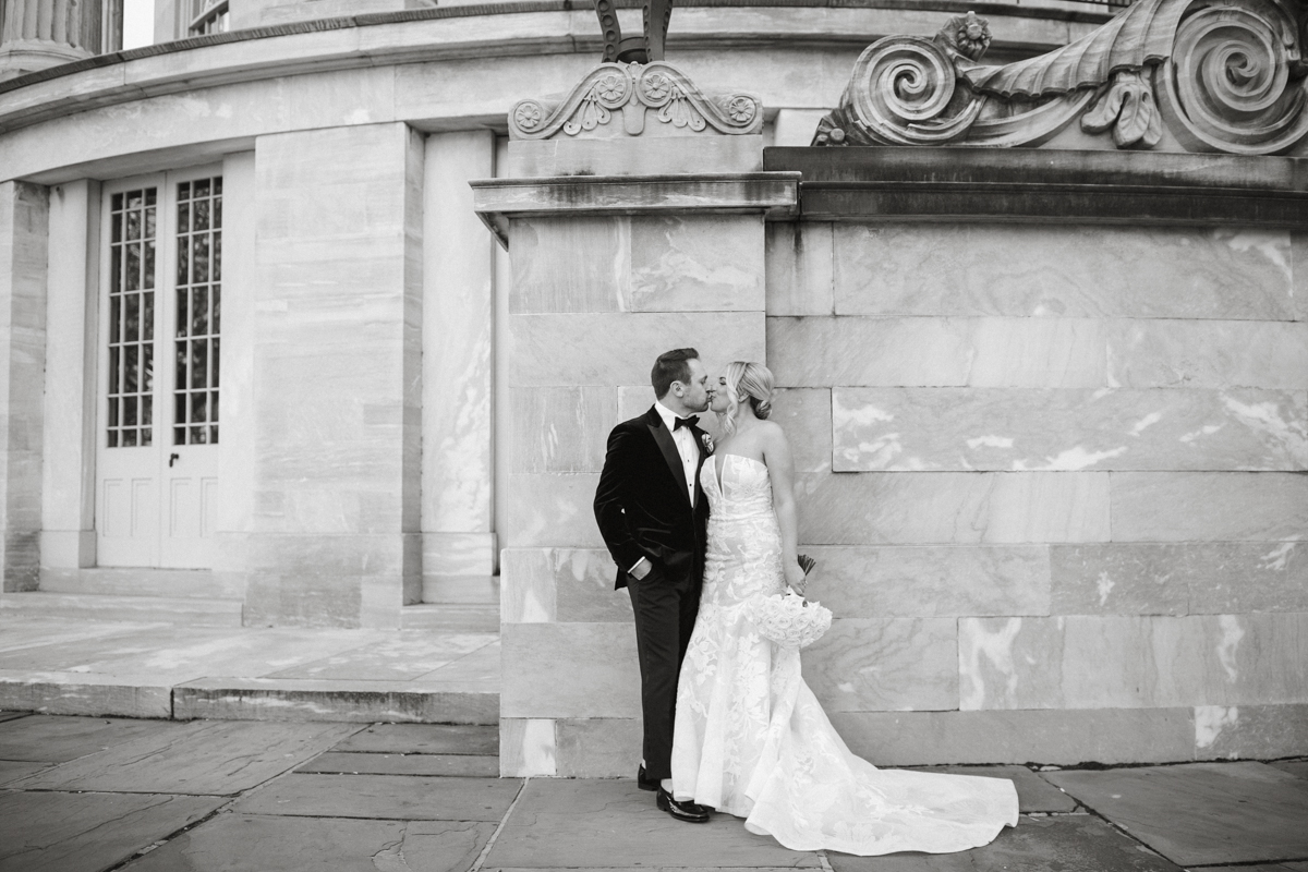 Romantic portrait at Merchants’ Exchange ahead of Union Trust wedding ceremony