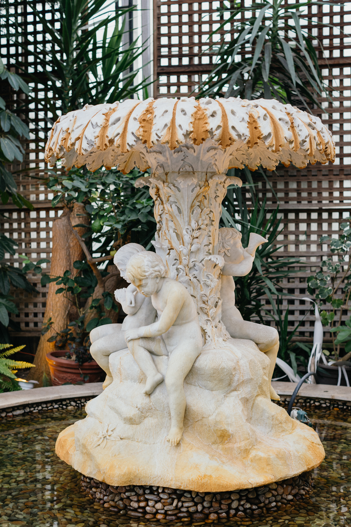 Romantic reception setup at the Horticulture Center greenhouse