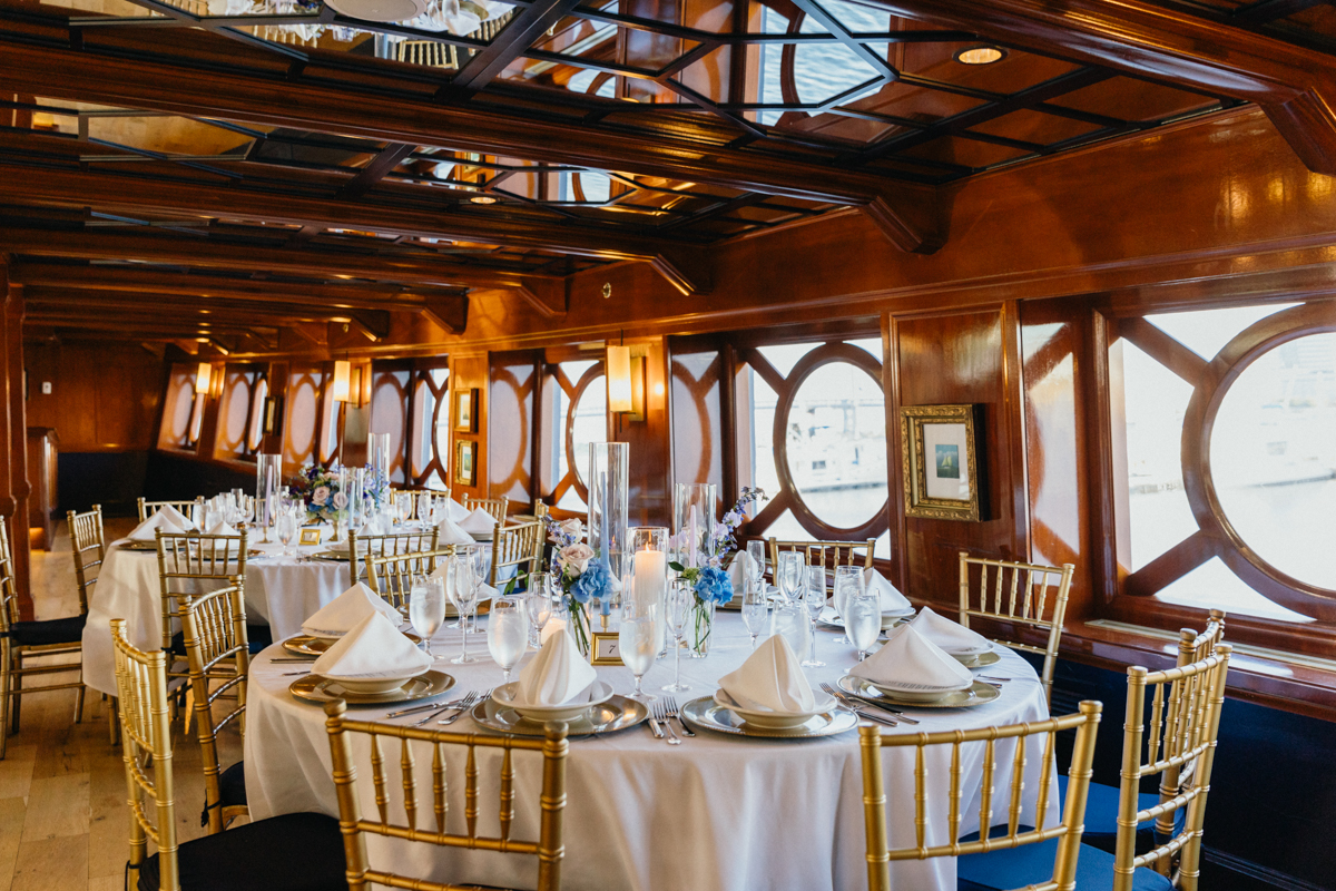 below deck wedding reception on boat venue on the Delaware River